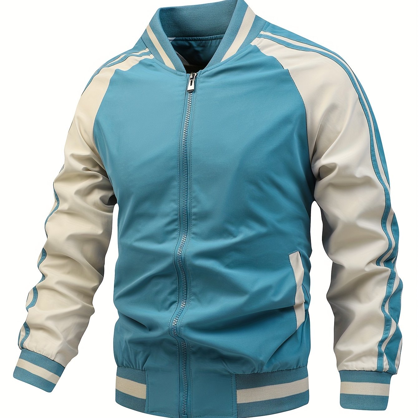 Light Blue Baseball Collar Jacket