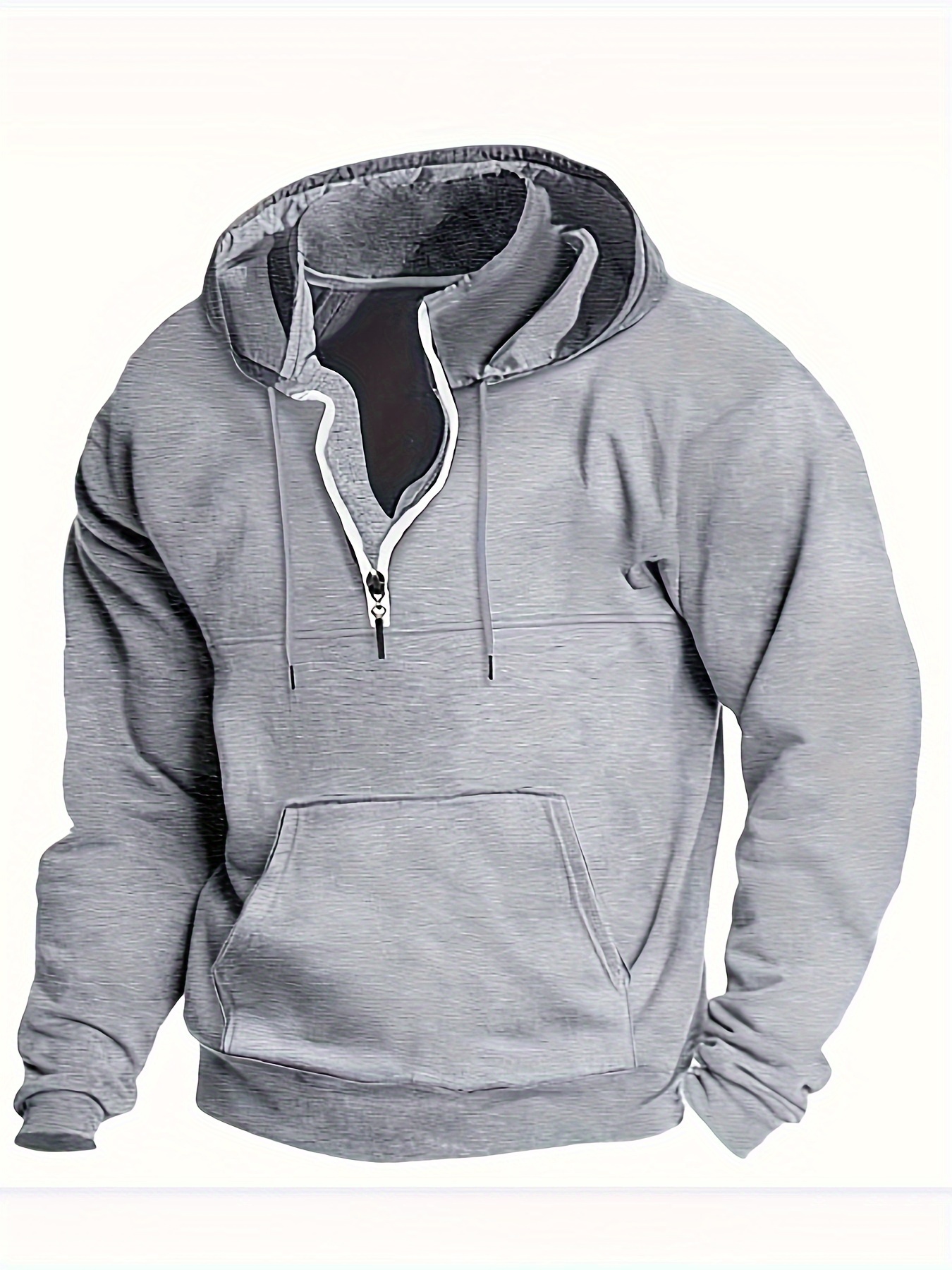 mens casual pullover hooded sweatshirt with 1 4 zipper details 17