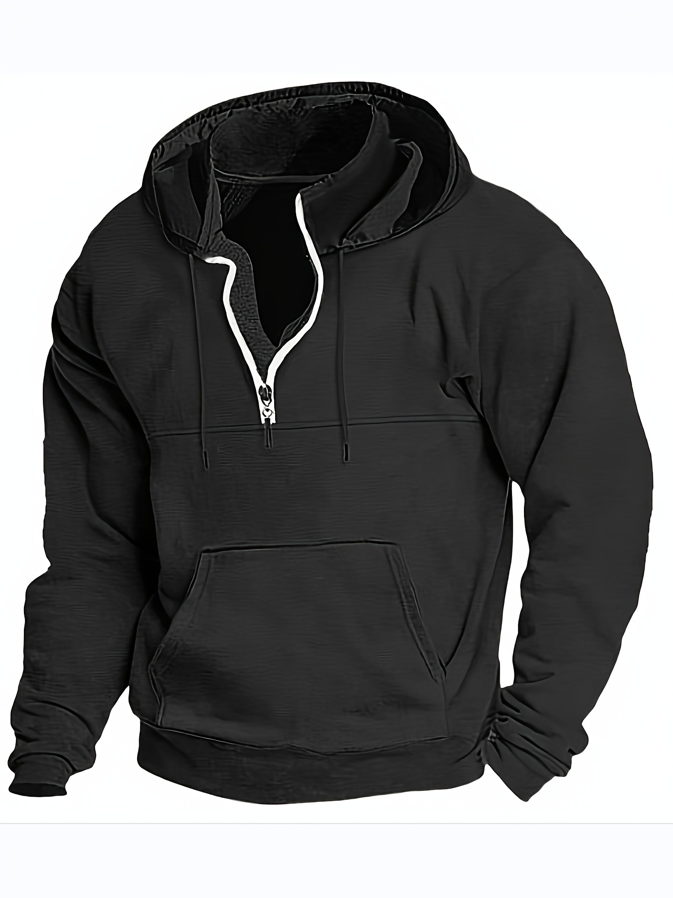 mens casual pullover hooded sweatshirt with 1 4 zipper details 35