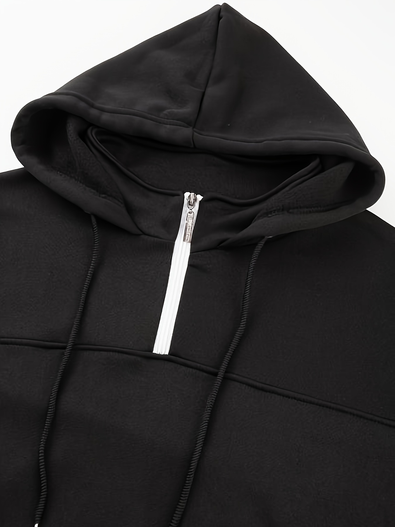 mens casual pullover hooded sweatshirt with 1 4 zipper details 36