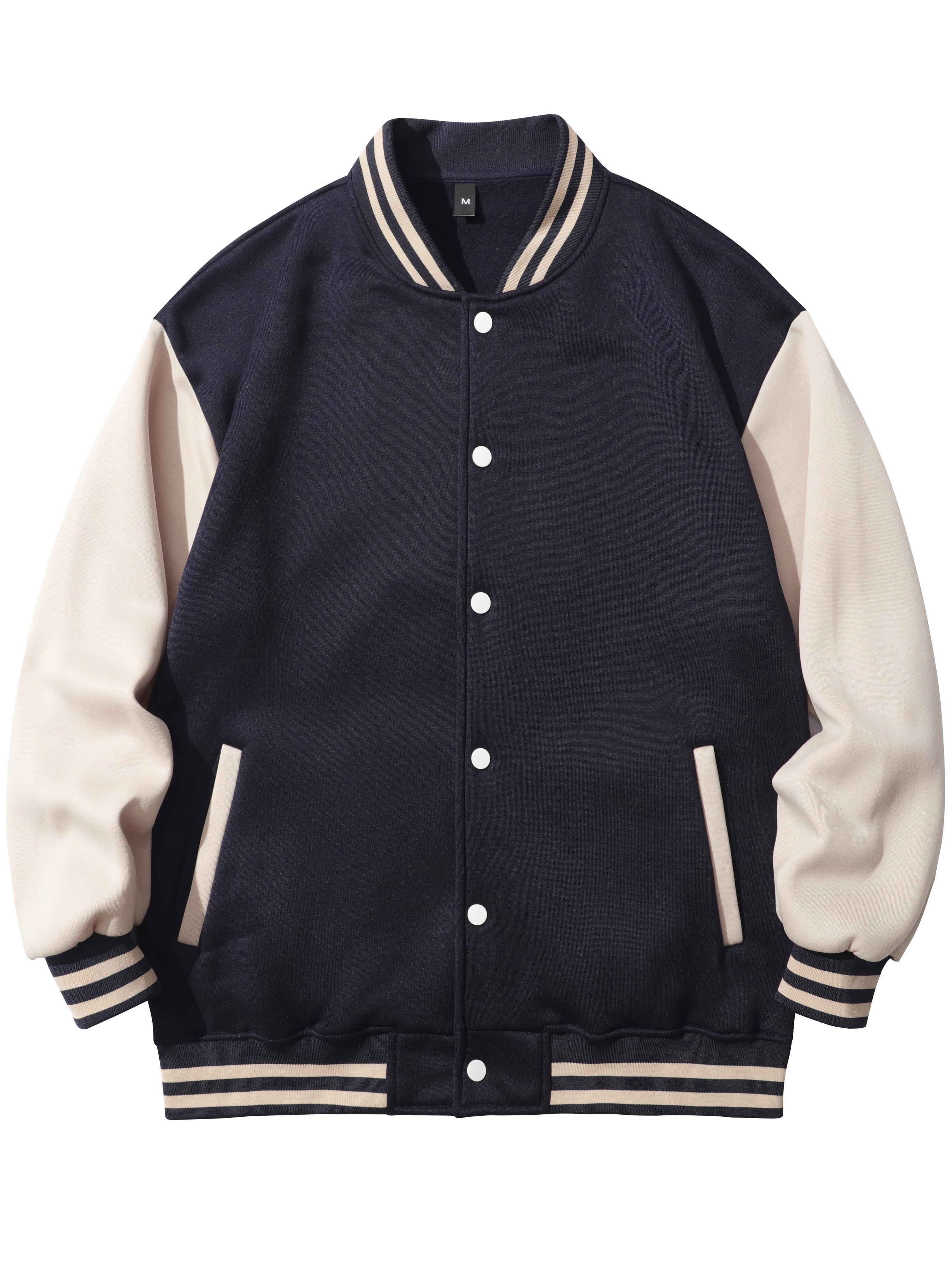 warm varsity jacket mens casual color block button up jacket for spring fall school baseball details 5