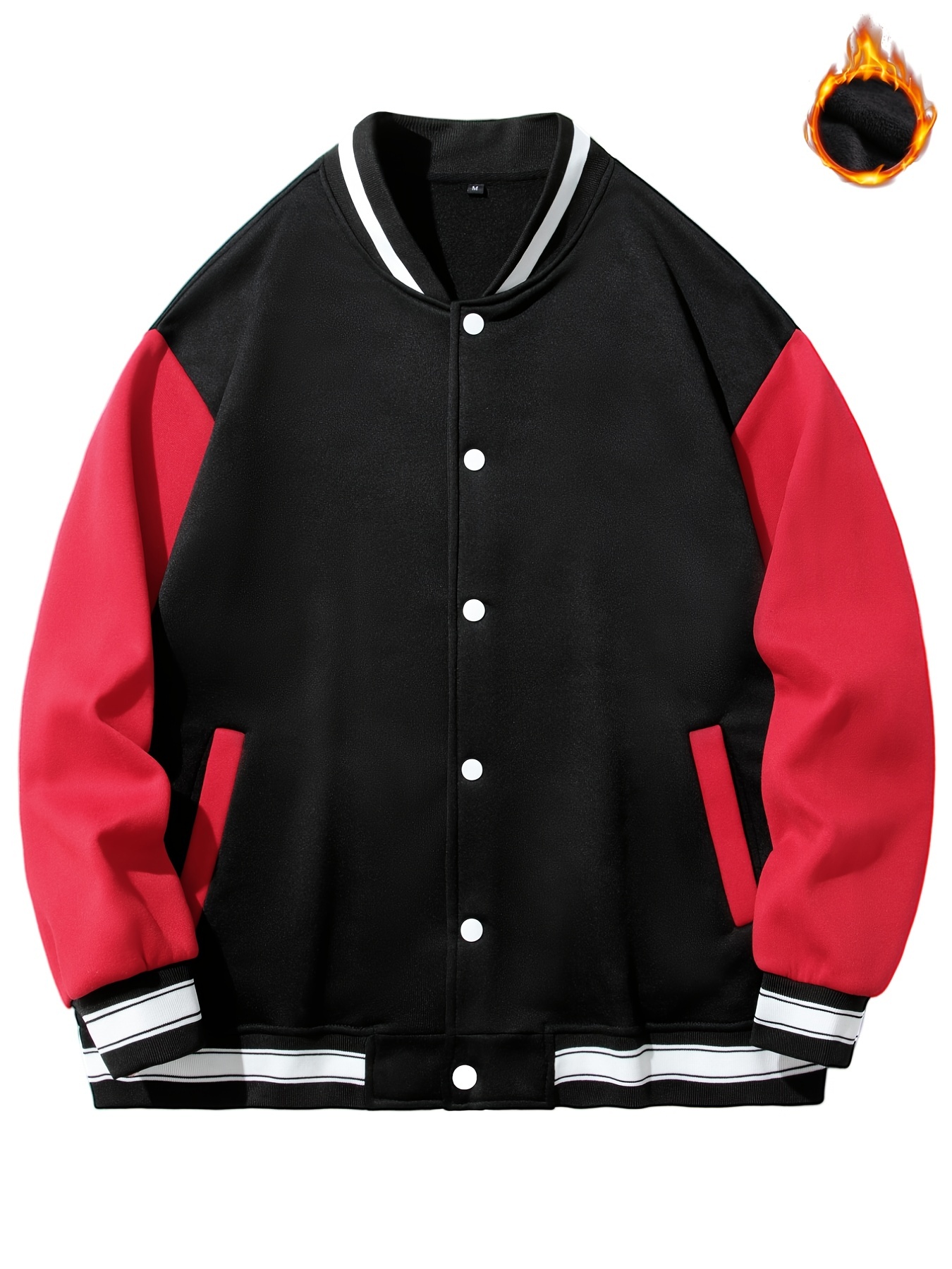 warm varsity jacket mens casual color block button up jacket for spring fall school baseball details 19