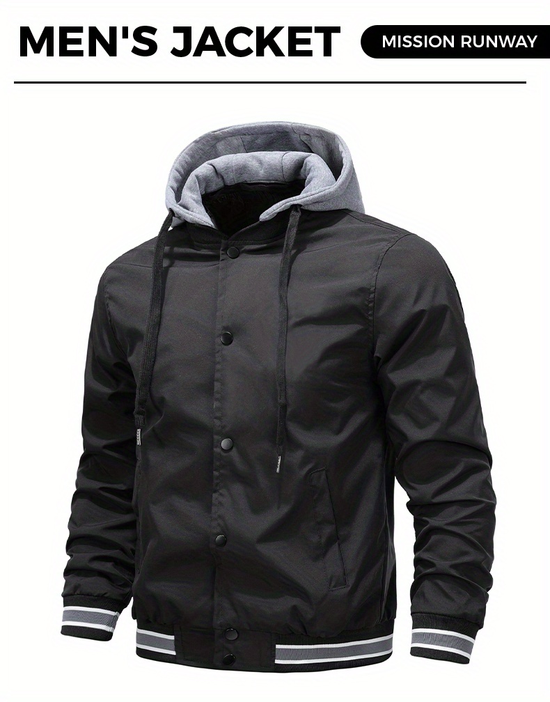 trendy windbreaker hooded jacket mens casual slant pocket jackets by activity for spring fall details 0