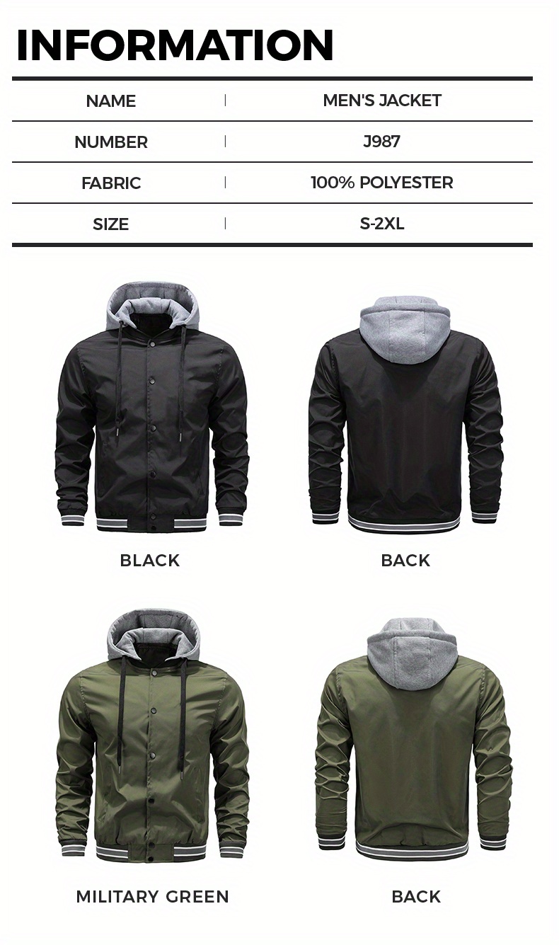 trendy windbreaker hooded jacket mens casual slant pocket jackets by activity for spring fall details 1