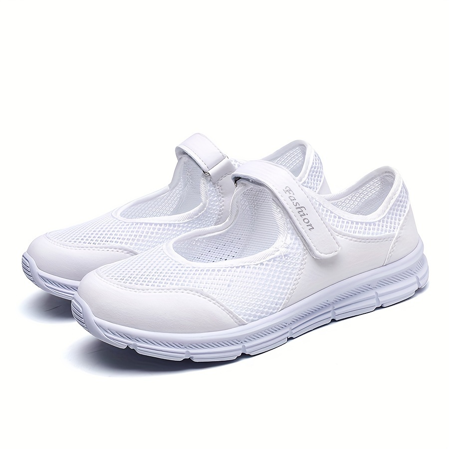 womens mesh sports shoes breathable solid color flat walking trainers casual lightweight outdoor sneakers details 10