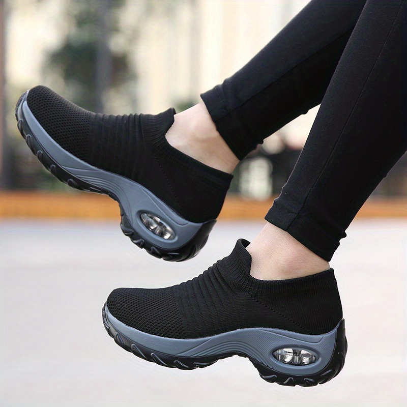 womens breathable knit sneakers comfortable low top slip on shoes womens air cushion shoes details 15