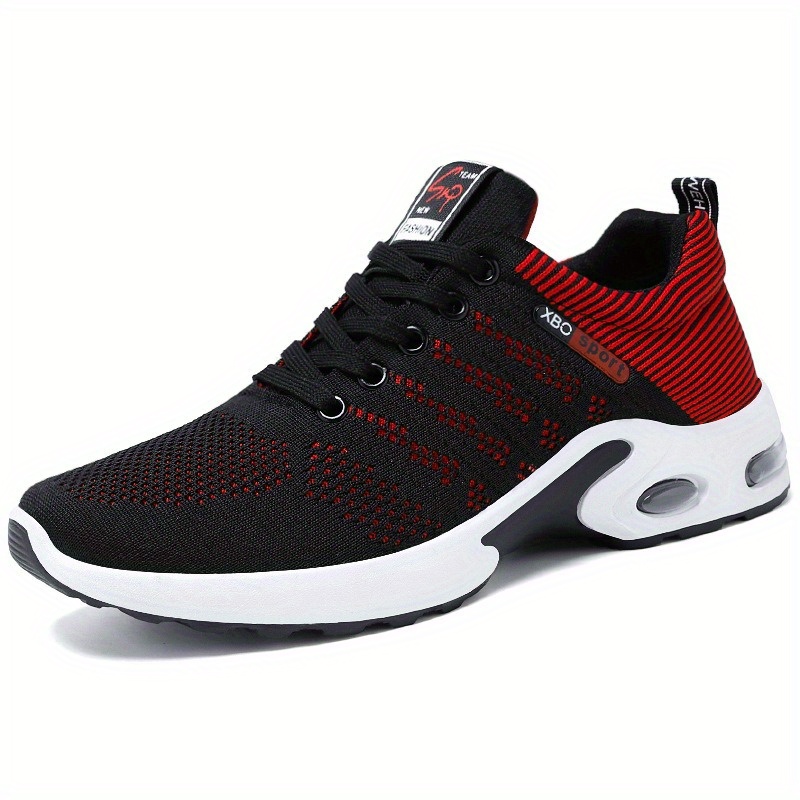 mens trendy woven knit breathable running shoes comfy non slip lace up soft sole sneakers for mens outdoor activities details 3