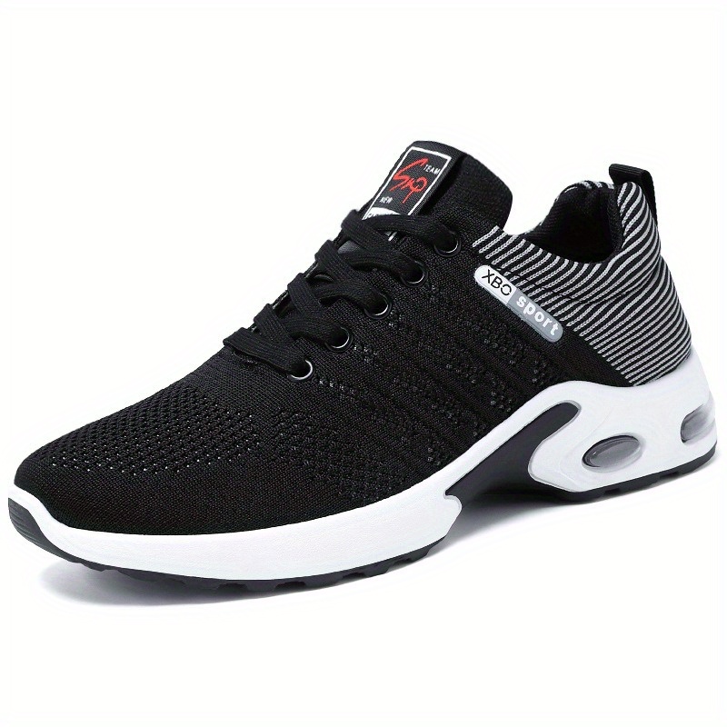 mens trendy woven knit breathable running shoes comfy non slip lace up soft sole sneakers for mens outdoor activities details 4